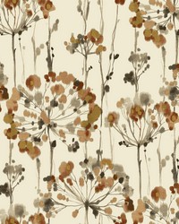Flourish Wallpaper cream  russet  taupe  brown  metallic gold by   