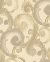 Arabesque Wallpaper cream  light taupe  dark beige  metallic silver by   