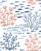 York Wallcovering Marine Garden Wallpaper Coral/Navy
