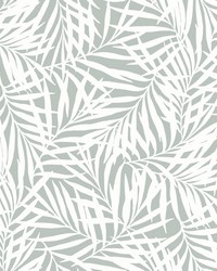 Oahu Fronds Wallpaper Light Green White by   