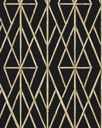 Riviera Bamboo Trellis Wallpaper Black by   