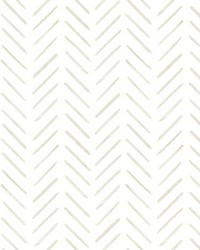 Painted Herringbone Wallpaper Off White by   