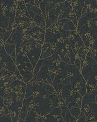Luminous Branches Wallpaper Black Gold by   