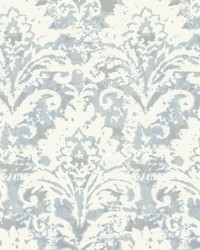 Velvet Crush Damask Blue & Pearl by   