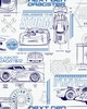 York Wallcovering Disney and Pixar Cars Schematic Wallpaper Blue