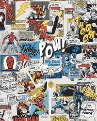 Marvel Comics Pow! Wallpaper Black Blue Red by   