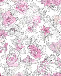 Disney Princess Royal Floral Wallpaper Magenta by   