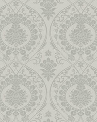 Imperial Damask Wallpaper Gray Silver by   