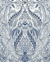 Jaipur Paisley Damas Wallpaper Mural Blue White by   