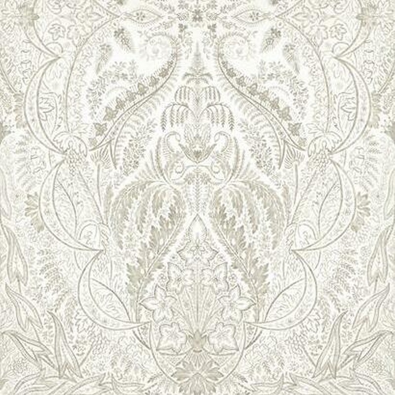 York Wallcovering Jaipur Paisley Damas Wallpaper Mural Beige White