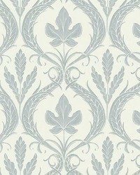 Adirondack Damask Wallpaper Blue Beige by   