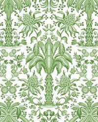 Palmetto Palm Damask Wallpaper Green by   