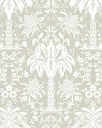 Palmetto Palm Damask Wallpaper Beige by   