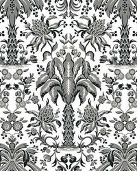 Palmetto Palm Damask Wallpaper Black by  York Wallcovering 