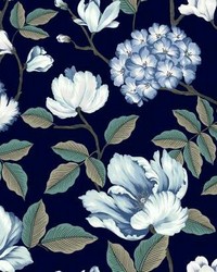 Morning Garden Wallpaper Navy by   