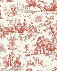 Seasons Toile Wallpaper Red by   
