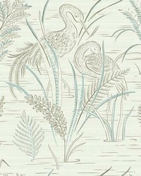 Fernwater Cranes Wallpaper Brown Blue by   