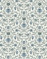 Vintage Blooms Wallpaper Blue by   