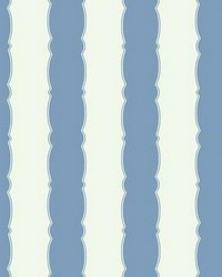 Scalloped Stripe Wallpaper Blue by   