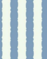 Scalloped Stripe Wallpaper Blue by   
