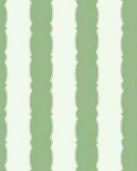 Scalloped Stripe Wallpaper Green by   