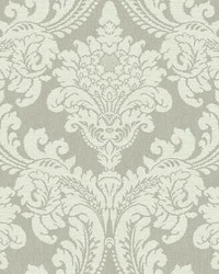 Tapestry Damask Wallpaper Gray by   