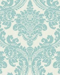 Tapestry Damask Wallpaper Teal by   