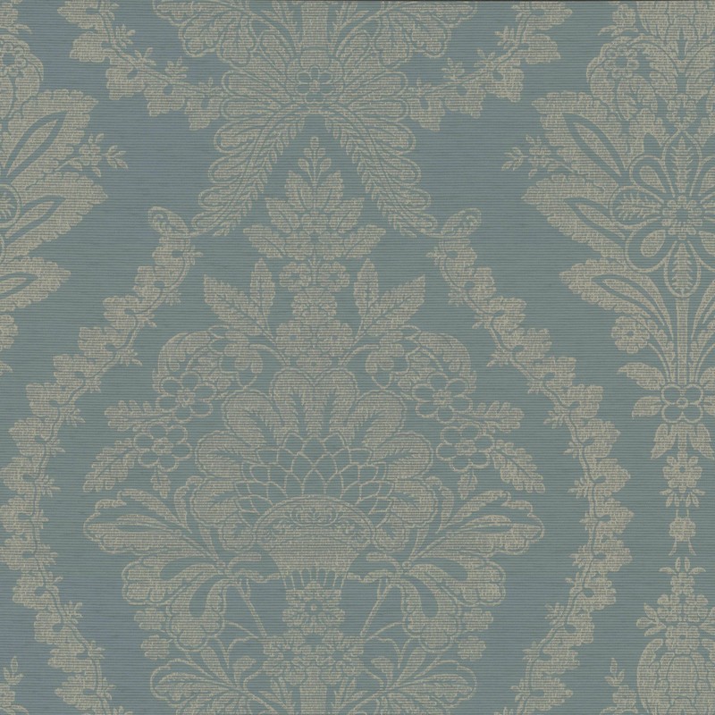 York Wallcovering Heritage Damask Wallpaper Blue Wallpaper