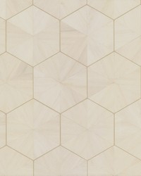 Hexagram Wood Veneer Wallpaper Off White by   