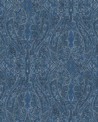 Ascot Damask Wallpaper Blue by   