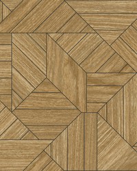 Wood Geometric Wallpaper Tan by   