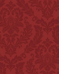 Red Damask Wallpaper Purples by  York Wallcovering 