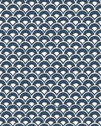 Stacked Scallops Wallpaper Blue by   