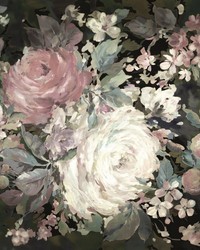 Impressionist Floral Mural Pink Black by   