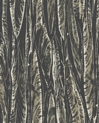 Native Leaves Wallpaper Black by  York Wallcovering 