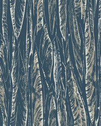 Native Leaves Wallpaper Navy by   