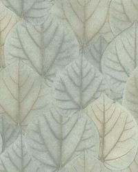 Leaf Concerto Wallpaper Blue Taupe by   