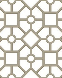 Hedgerow Trellis Peel and Stick Wallpaper Taupe Gold by  Roth and Tompkins Textiles 