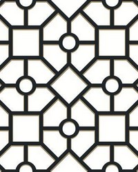 Hedgerow Trellis Peel and Stick Wallpaper Black Gold by  York Wallcovering 