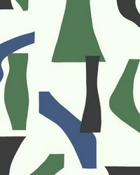 Modernist Peel and Stick Wallpaper Green Blue by   