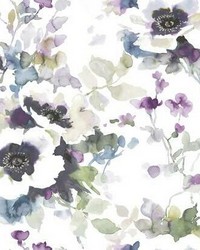 Garden Anemone Peel and Stick Wallpaper Lilac Green by   