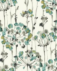 Flourish Peel and Stick Wallpaper Turquoise by   