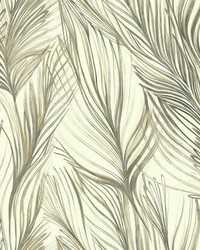 Peaceful Plume Peel and Stick Wallpaper Charcoal Gold by   