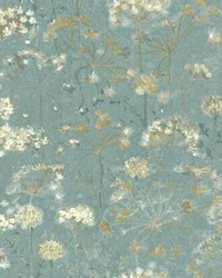 Botanical Fantasy Peel and Stick Wallpaper Blue Beige by   