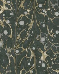 Marbled Endpaper Peel and Stick Wallpaper Black Gold by  Ralph Lauren 