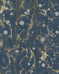 Marbled Endpaper Peel and Stick Wallpaper Navy by   