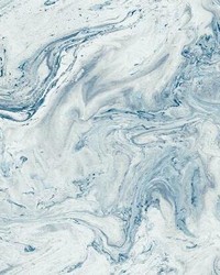 Oil & Marble Peel and Stick Wallpaper Blue by   