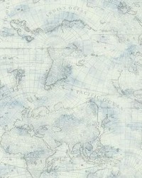 Coastal Map Peel and Stick Wallpaper Blue Gray by   