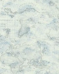 Coastal Map Peel and Stick Wallpaper Blue Gray by  York Wallcovering 