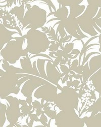 Hibiscus Arboretum Peel and Stick Wallpaper Off White by   